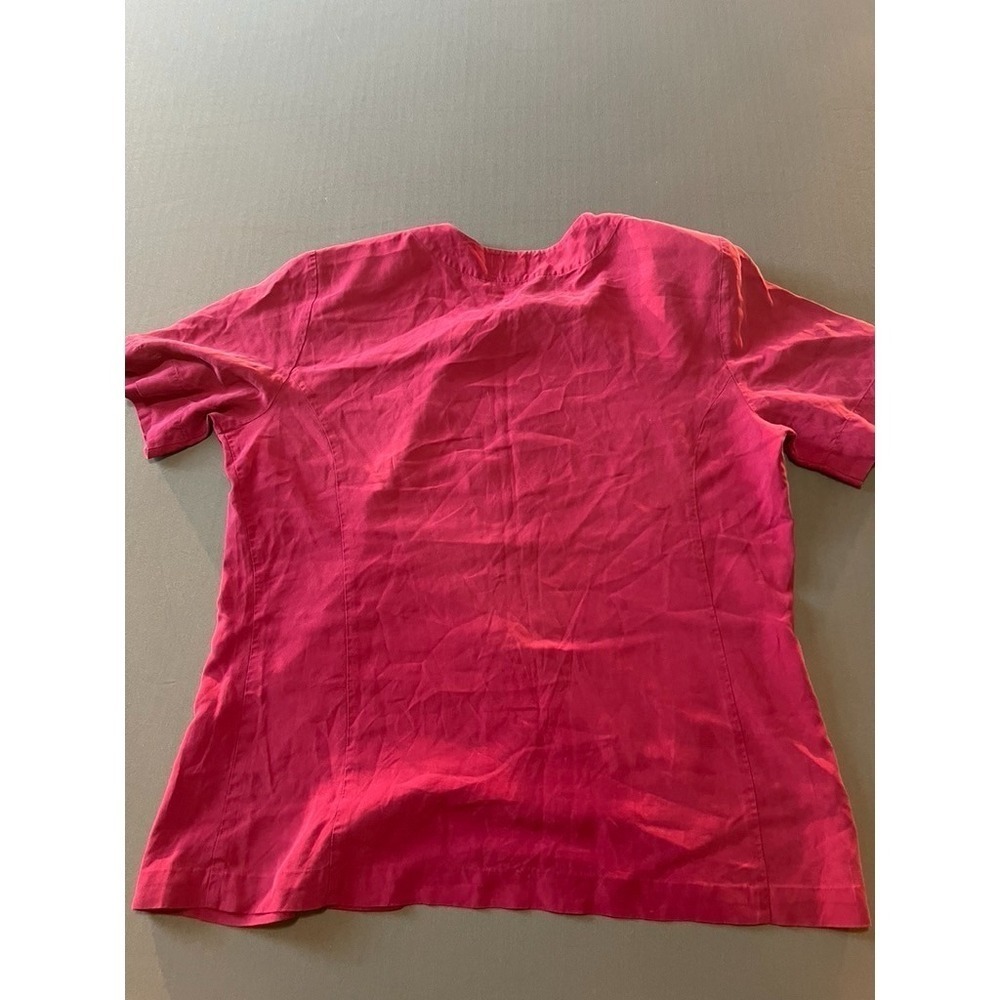 Vintage Christie and Jill Red Silk Short Sleeve Blouse Size 8 - Picture 7 of 9